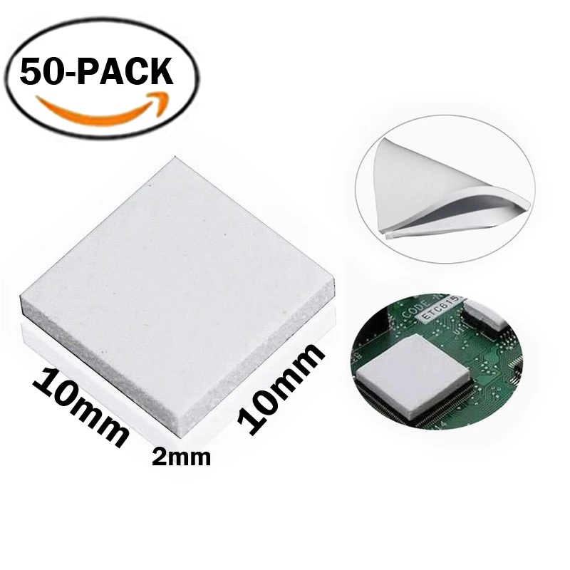 

50pcs/lot Gdstime 10mm X 10mm x 2mm White Conduction Heatsink Thermal Paste Compounds Pad Pads