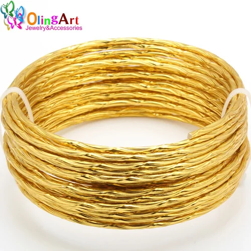 OLINGART 5M/lot 2.0mm Pattern Aluminum wire gold / silver soft craft versatile New metal wire DIY Handmade jewelry making 2mm Gold 5M B