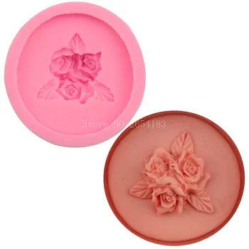 

Flower Rose with Leaf Silicone Fondant Soap 3D Cake Mold Cupcake Jelly Candy Chocolate Decoration Baking Tool Moulds FQ2389