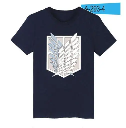 Navy blue Мультфильм Япония Аниме Мода поп Повседневная футболка мужская женская короткий рукав Новая мужская и женская футболка Att ack On Titans - Цвет: Navy blue