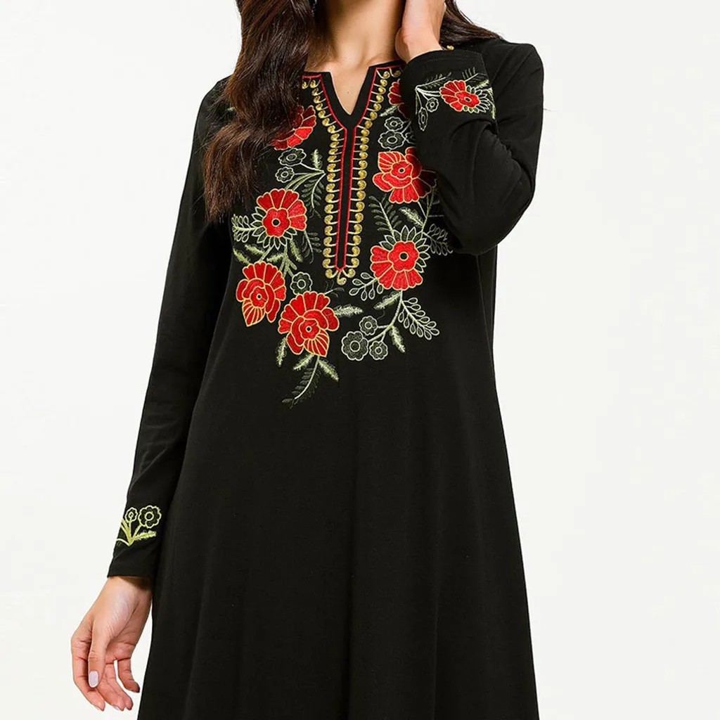 Мусульманское платье Для женщин Арабский Кафтан длинные abaya Макси платье Исламская одежда для женщин