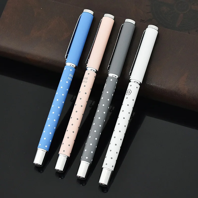 

Cute Hero 8066 Metal Fountain Pen Lovely Dot Calligraphy Ink Pen For Kids Gift Korean Stationery Office School Supplies Pens