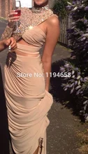 Sexy Eine schulter Meerjungfrau/Trompete Chiffon Frau Prom Kleider Kristall Perlen Abendkleider 2014 Neue Ankunft F & M1025