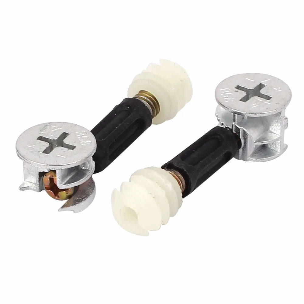 Uxcell Hot Sale 20 Sets M6x35mm Furniture Cabinet Fixing Screw Locking Cam Dowel Nut Fitting Metal, Plastic High Quality