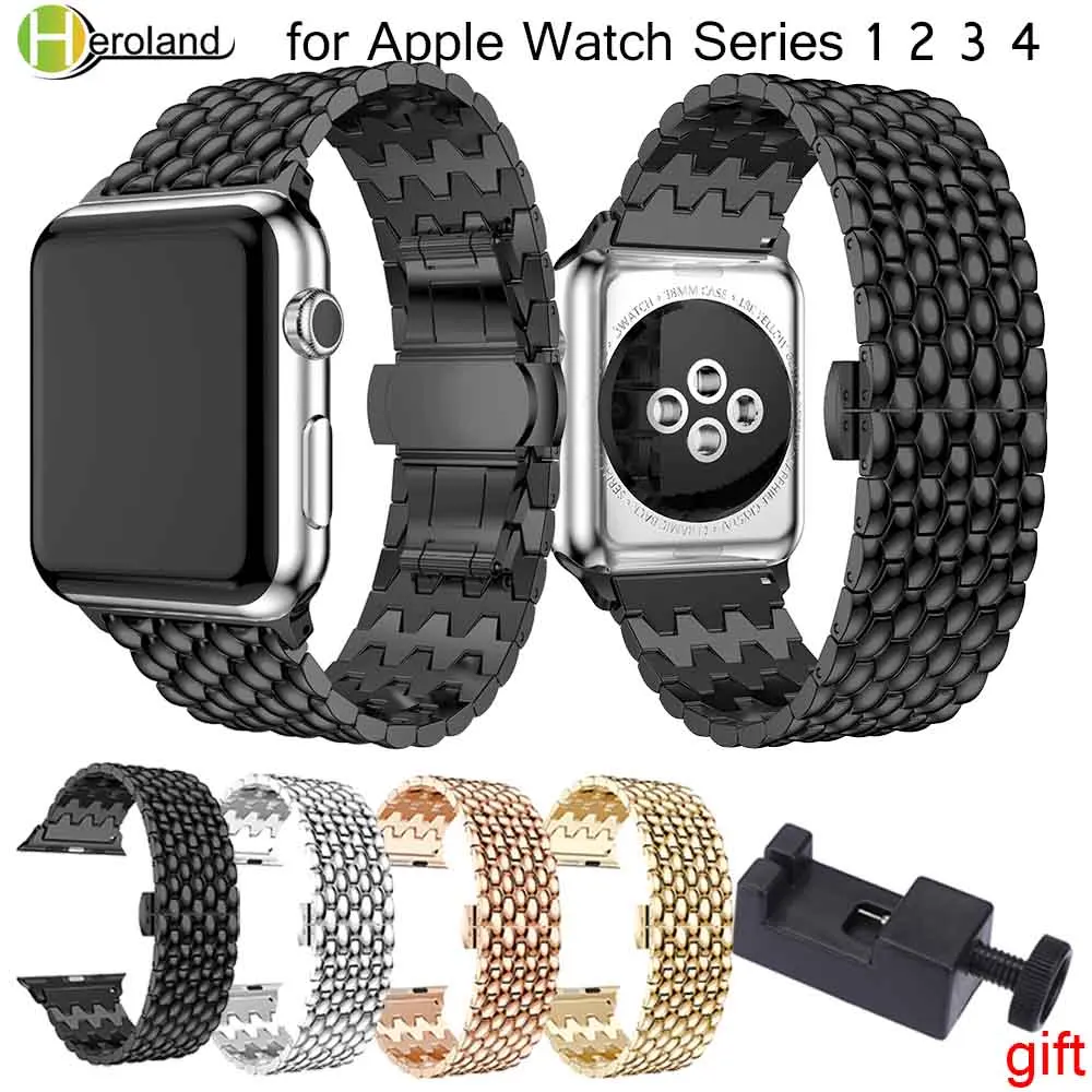 Роскошный ремешок для часов из нержавеющей стали apple watch band 42 мм/38 мм/44 мм/40 браслет