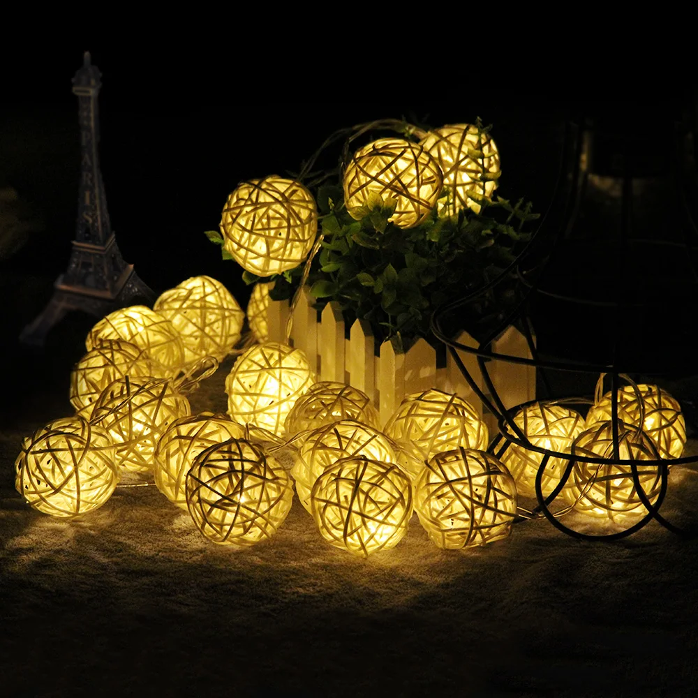 Goodland 2M Rattan Ball LED String Light Fairy Lights Holiday Light for Party Wedding Christmas Garland LED Gerlyanda Decoration Goodland 2M Rattan Ball LED String Light Fairy Lights Holiday Light for Party Wedding Christmas Garland LED Gerlyanda Decoration