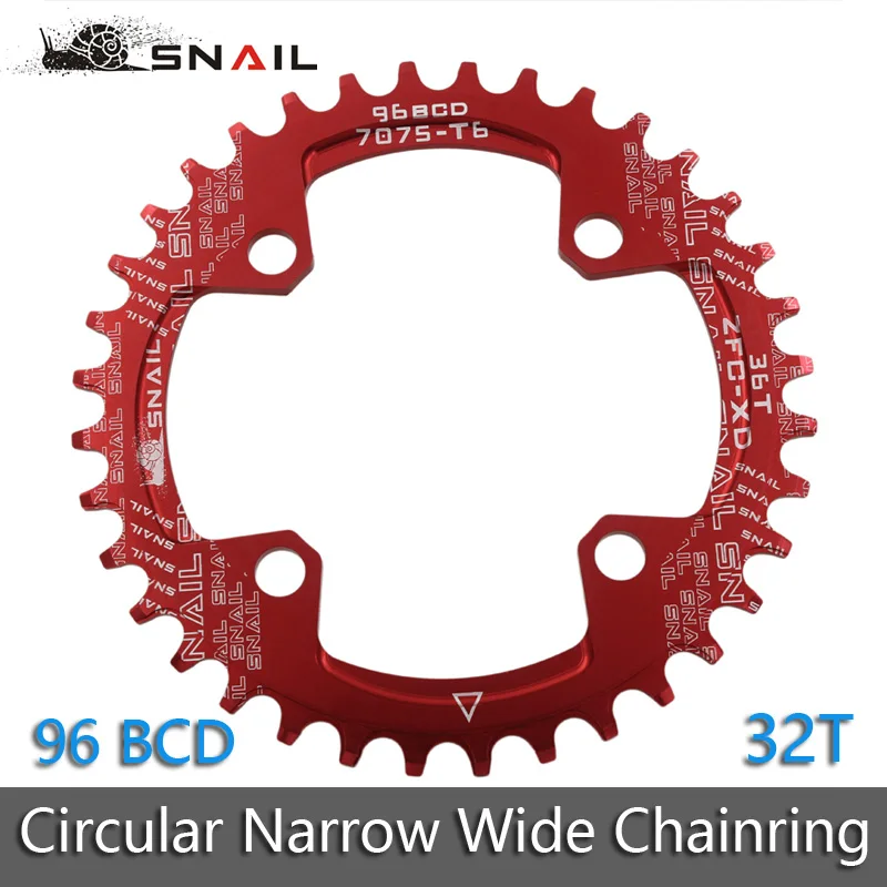 Круглая Звездочка для горного велосипеда SNAIL 32T 34T 36T 96BCD|narrow wide|bicycle chainwheelmtb chainwheel |