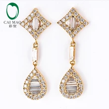 Caimao ювелирные изделия 18k желтое золото 1.21ct натуральные бриллианты обручение висячие серьги