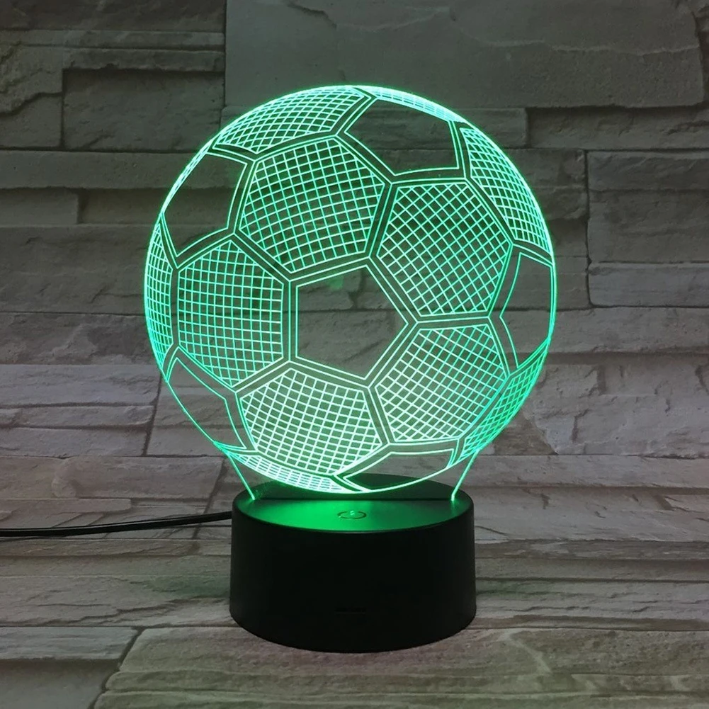 3D Визуальный футбольный ночник сенсорный датчик USB светодиодный Ночной светильник в форме футбола для домашнего декора