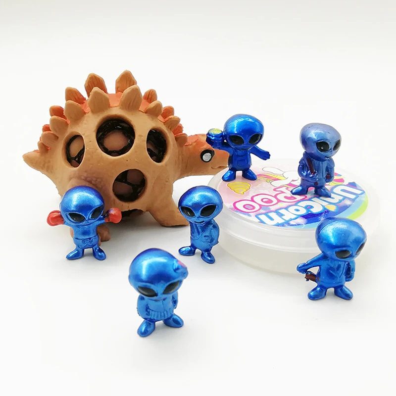 

Birthday Gift 6pcs Mini PVC Alien Toy Blue ET Display Figures Action Figure Doll UFO Anime Brinquedos Kids Toys For Children