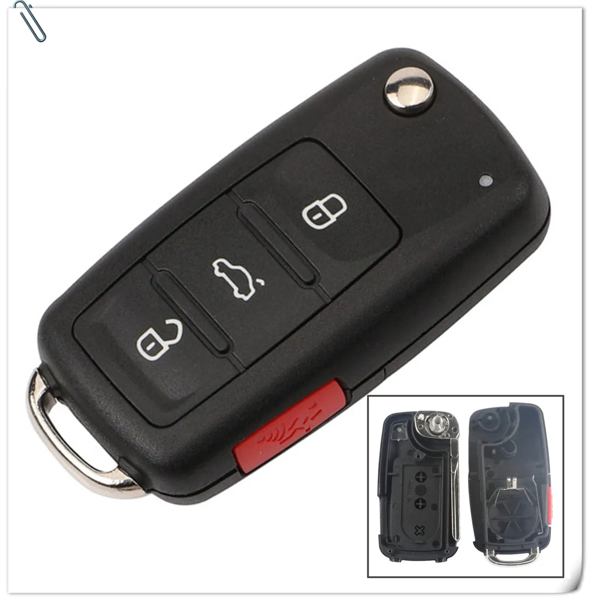 Keyforkess 30pcs Chiave Borsette per VW Tiguan Golf Sagitar Polo MK6 Touareg Remote 2/3/4 Button vibrazione Pieghevole Della Copertura Della Cassa Fob (202AD) -