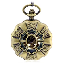 New Luminous Mechanical Pocket Watch Steampunk Vintage Hollow Cover Analog Skeleton Hand Winding Mechanical Pocket Watch for Men