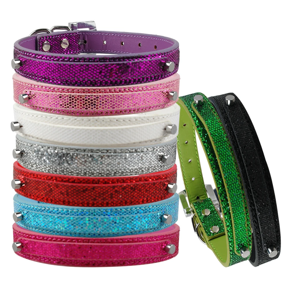 

5pcs /lot Personalized Leather Dog Collar Customized Cat Puppy Pet Collars Fit 10 mm Letters and Charms 9 Colors 4 Sizes