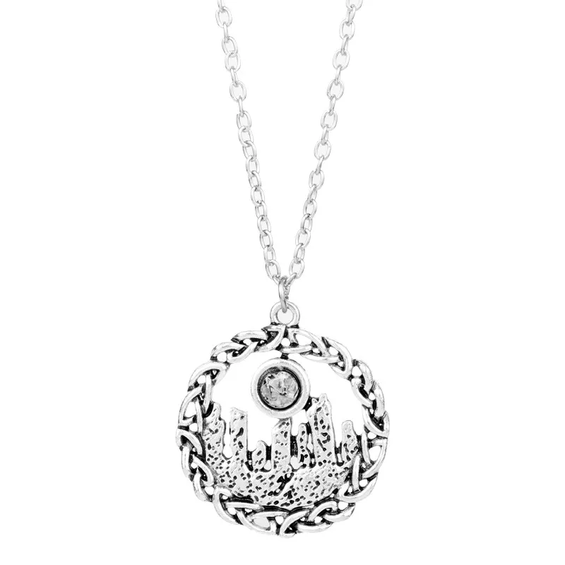 Элегантное ожерелье-чокер Outlander Celtics Узелок Стрекоза шотландский чертополох цветок кулон ожерелье Женская мода ювелирные изделия подарок - Окраска металла: E white