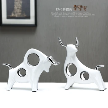 

Nordic Ceramic creative cow Bull figurine home decor crafts room decoration office Cattle ornaments porcelain animal figurines