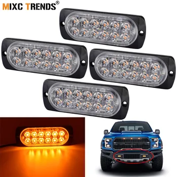 

4Pcs Warning LED Lights Amber Red Blue Car Police light Led Emergency Strobe Light Bar Car Grille Truck Beacon LED Side Lights
