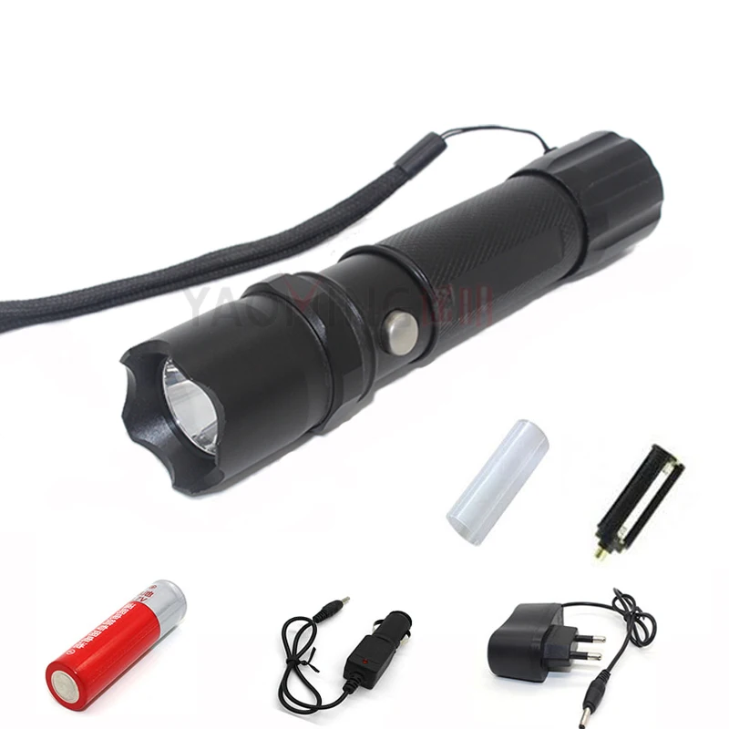 Set flashlight CREE Q5 1000LM rechargeable 3 modes led lamp torch