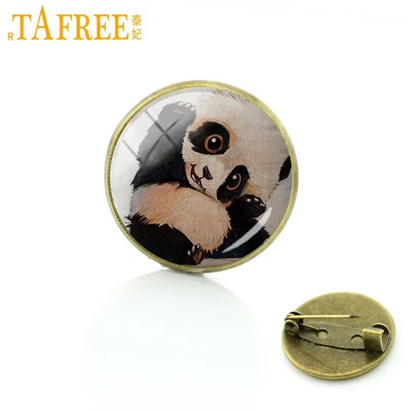 

TAFREE Brand Wild Animal Brooch Mom's Love Family affection Badge panda bear Cheetah elephant art picture Pins jewelry A317