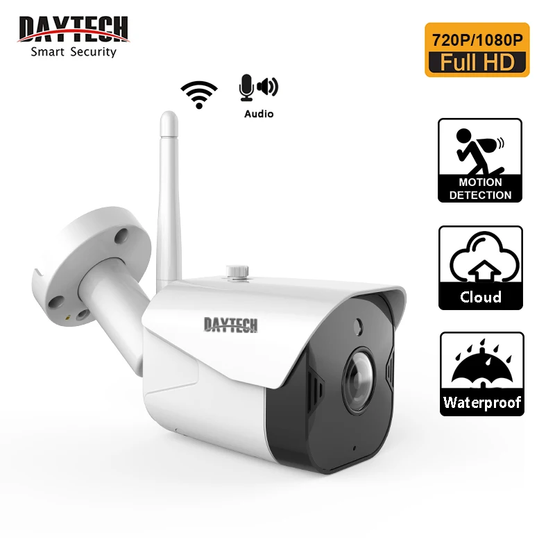 

DAYTECH Wifi IP Camera Outdoor Waterproof CCTV 720P/1080P Bullet Camera Motion Detection Cloud Storage APP Control Two Way Audio