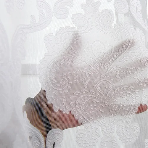 LOZUJOJU европейские короткие шторы для гостиной элегантные панели капли спальни окна коричневый цвет тюль ткань Прозрачный цветочный - Цвет: White