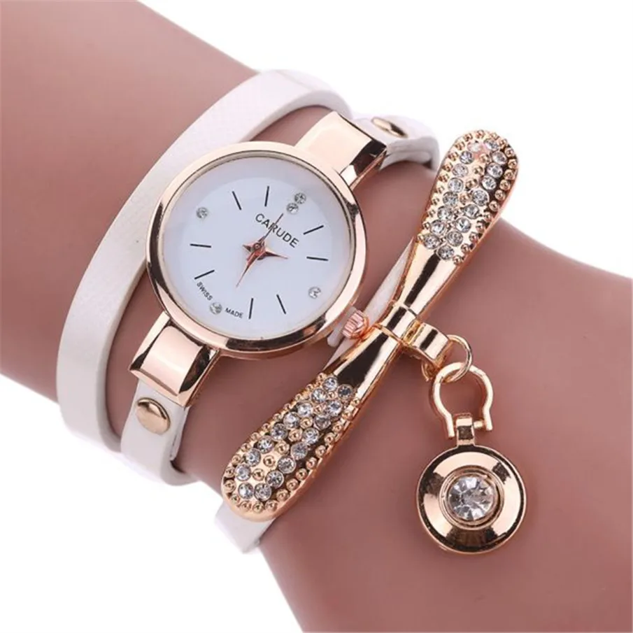 

Top Brand Watch Women Luxury Gold Eye Gemstone Dress Watches Women Gold Bracelet Halloween Gift Leather Band Quartz Wristwatches