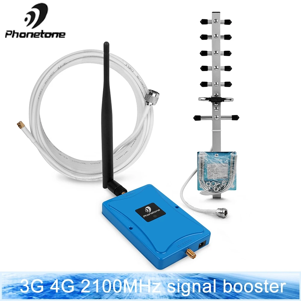 

3G Mobile Cell Phones Signal Repeater Booster Amplifier UMTS 2100MHz (Band 1) Gain 70dB Yagi Antenna Set for 3G Voice and Data @