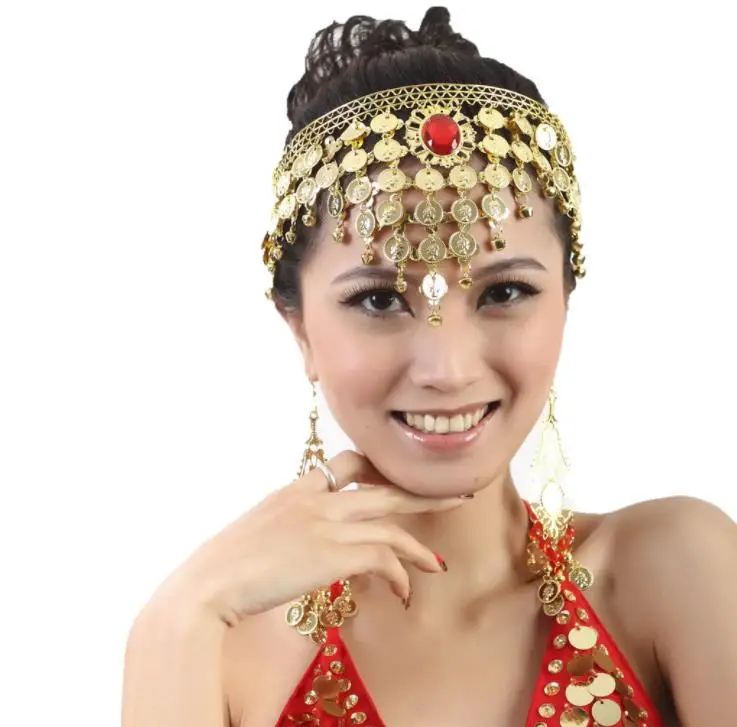 

Belly Dance Costume Headwear Metal Coins Tiara Hair Sticks Arab African Egypt India Dance Accessory Hairbands 10pcs/lot