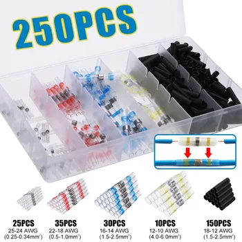 

250Pcs/set Mixed Color Heat Shrink Wire Connectors Solder Sleeves Waterproof Fast Butt Terminals Kits Mayitr
