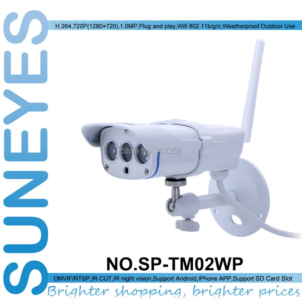 

SunEyes SP-TM02WP 720P HD Wifi Wireless IP Camera Outdoor ONVIF with RTSP and TF/Micro SD Slot P2P Plug and Play IR Night Vision