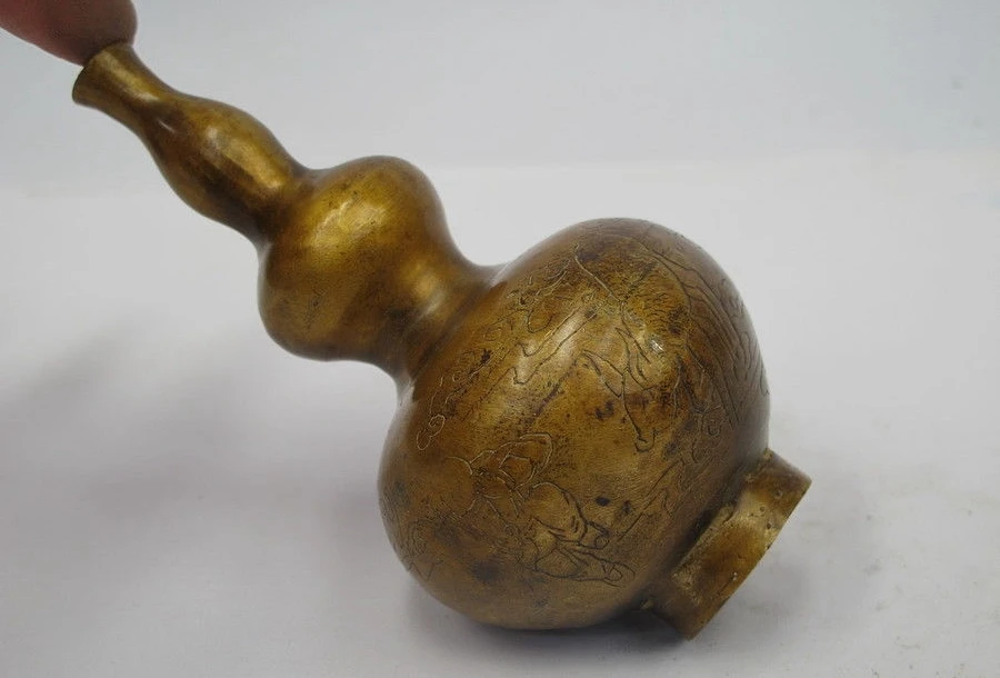 

China Folk old Bronze Copper Auspicious Boy Crane Wild beast Pot Crock Vase a(5.19)