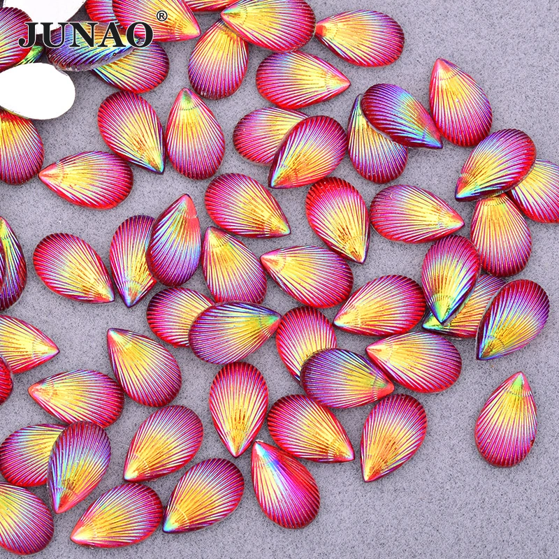 JUNAO 8x13 мм кристалл AB с плоской задней частью Стразы капля аппликация из страз в виде ракушки камни и хрустальные бусины смолы драгоценные камни для скрапбукинга ремесло