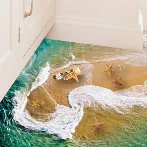 

3D Floor Wall Stickers Beach Removable Mural Decals Bathroom Bedroom Home Decor