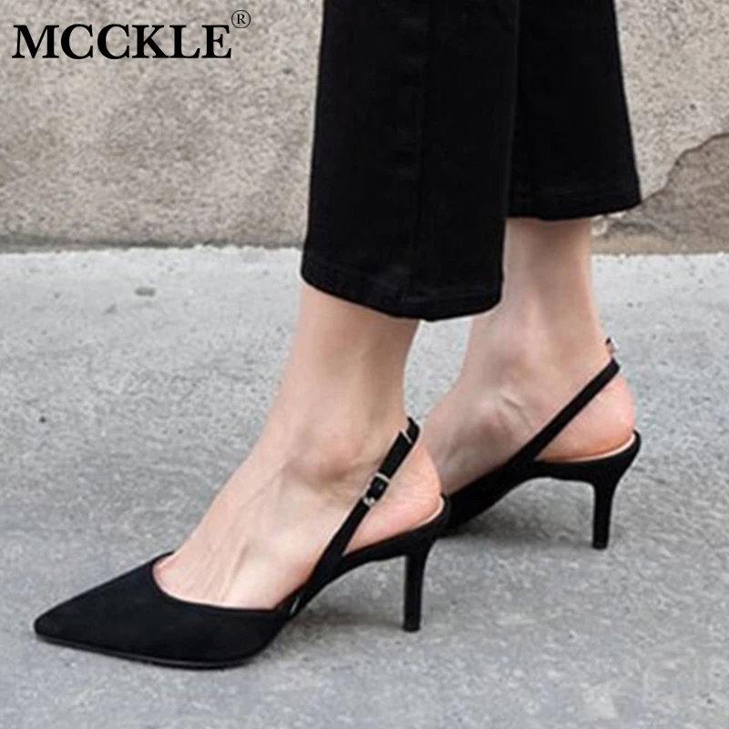 

MCCKLE Women High Heels Autumn Slingback Sexy Thin Heel Shoes Female Buckle Strap Pumps Party Wedding Stillettos For Ladies
