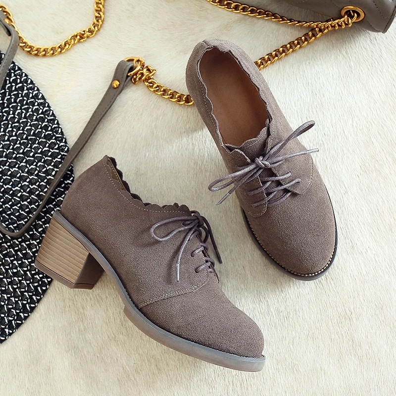 Alto Zapatos Otoño 2 Tacón Cuero Mujer 2018 4 Viento Profunda La Individuales 3 Pequeños De Nuevo Grueso Boca Con Británico 1 6wxrSU6Zq