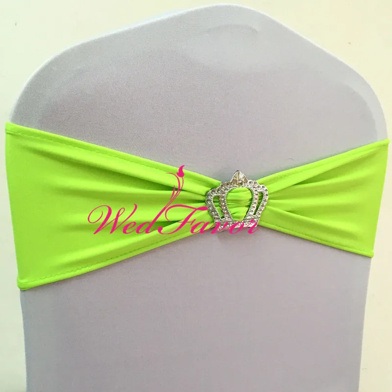 WedFavor 100pcs Neon Green Wedding Decoration Spandex Chair Sash Bow Lycra Chair Ribbon Bands