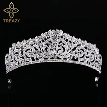 TREAZY Silver/Gold Color Bridal Crystal Rhinestone Tiara Crown Princess Queen Pageant Prom Tiaras Wedding Hair Accessories