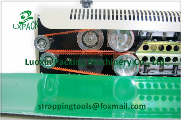 Horizontal Vertical Portable Stainless Steel Tilt Head Continuous Band Sealers Rapid Tabletop Free Standing Benchtop Band Sealer with Dry Ink Coding6
