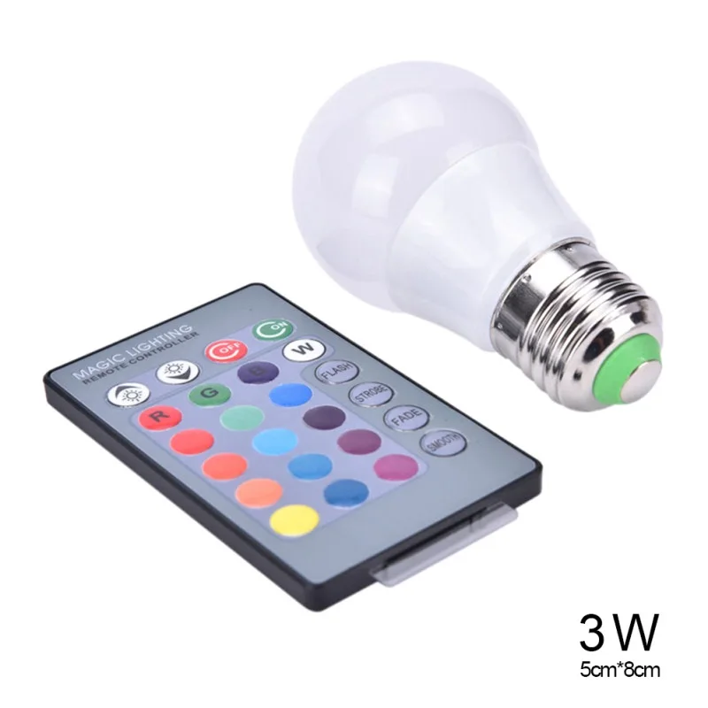 3/5W E27 rgb led high power led lamp night light Lamp Led 16 Colors 24 key Remote Control IR For christmas holiday night light