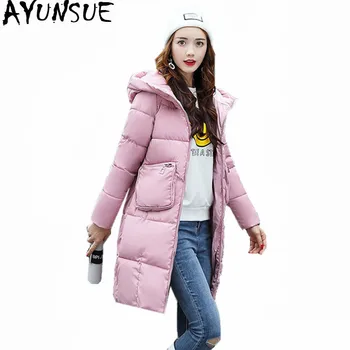 

AYUNSUE Korean Style Parkas 2020 Womens Winter Coat Hooded Cotton Long Female Jacket Slim Warm Student Padded Parka Mujer WXF212