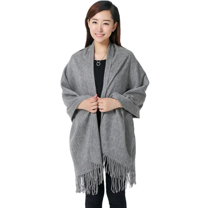 Aliexpress.com : Buy Gray 100% Wool South Korea Solid Style Shawl ...