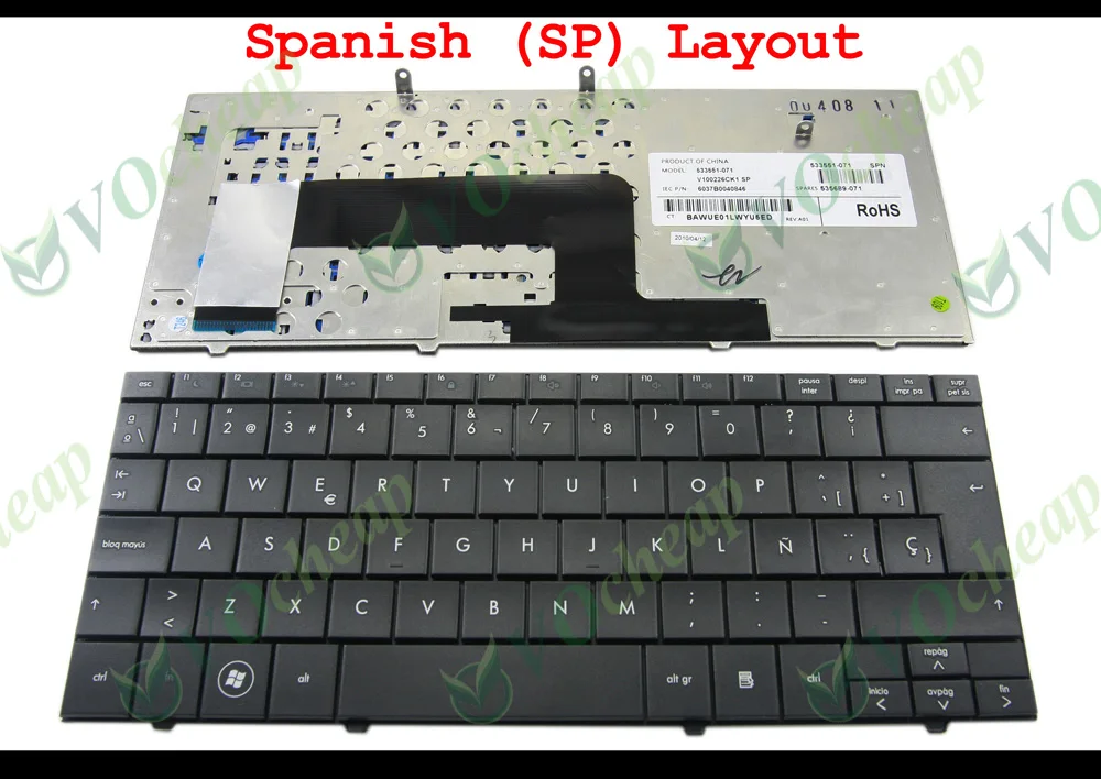 

New Laptop keyboard for HP Compaq Mini110 Mini 110 110-1000 Mini 102 Presario CQ10-100 Black Spanish SP / Espanol ES V100226CK1