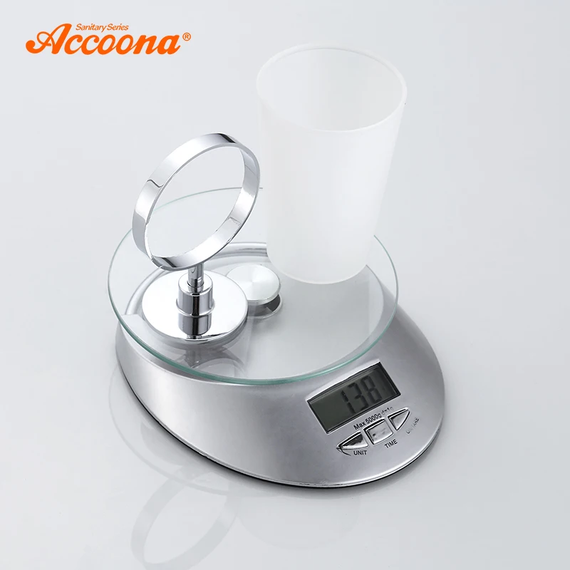 Accoona Bath Toothbrush Tooth Cup Holder With Acrylic Cup Wall Mounted Bath Single Rack Bathroom Accessories A11903