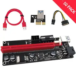 50 шт. 009 S 1x к 16x PCI Express Riser Card PCI-E Extender USB3.0 кабель двойной 6pin 4pin molex SATA чтобы 6Pin для ETH Bitcoin добыча