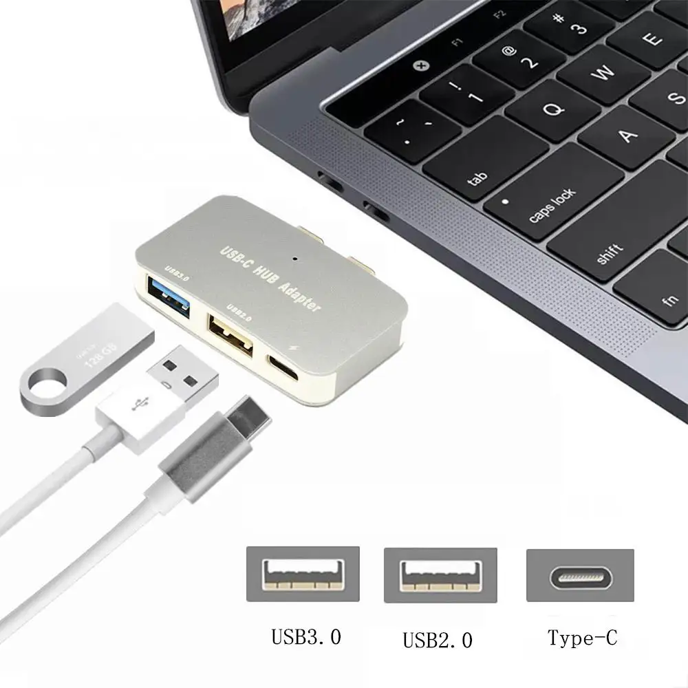 

Computer USB Hubs Alloy High Speed Dual USB 3.1 Type-C to USB 3.0/2.0 HUB+ PD Charging Adapter for MacBook Pro