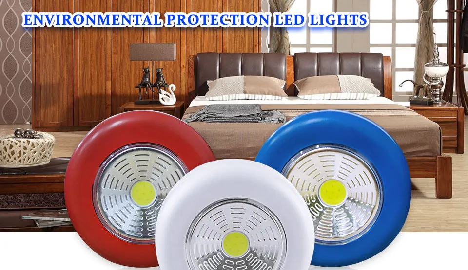 Press Switch Wireless LED Under Cabinet Light Sticker for Wardrobe Kitchen Closet Wall Stair Light Battery Powered (1)