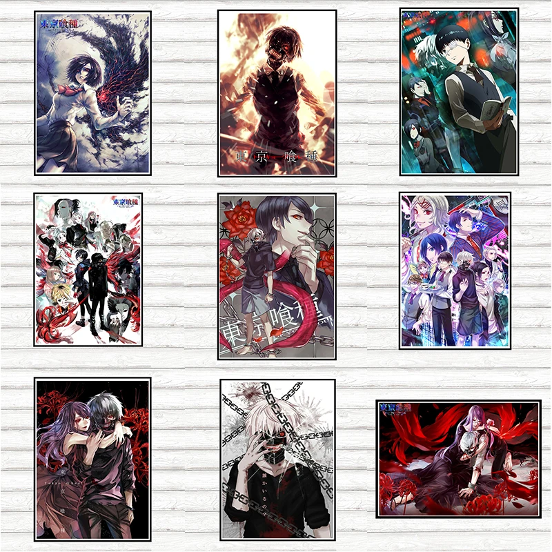 Póster de Tokyo Ghoul de alta definición, pegatina de pared, anime japonés, 42x30cm