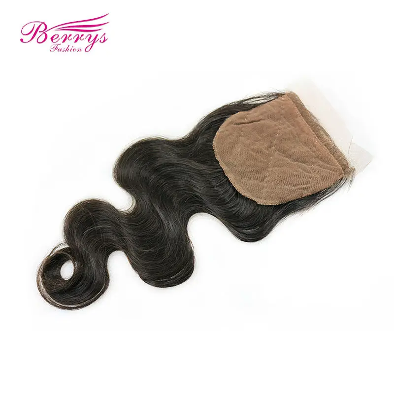 8A Berrys hair,Brazilian Virgin Hair body wave Silk Base closure 8-22inch in stock cheap price hair extensions