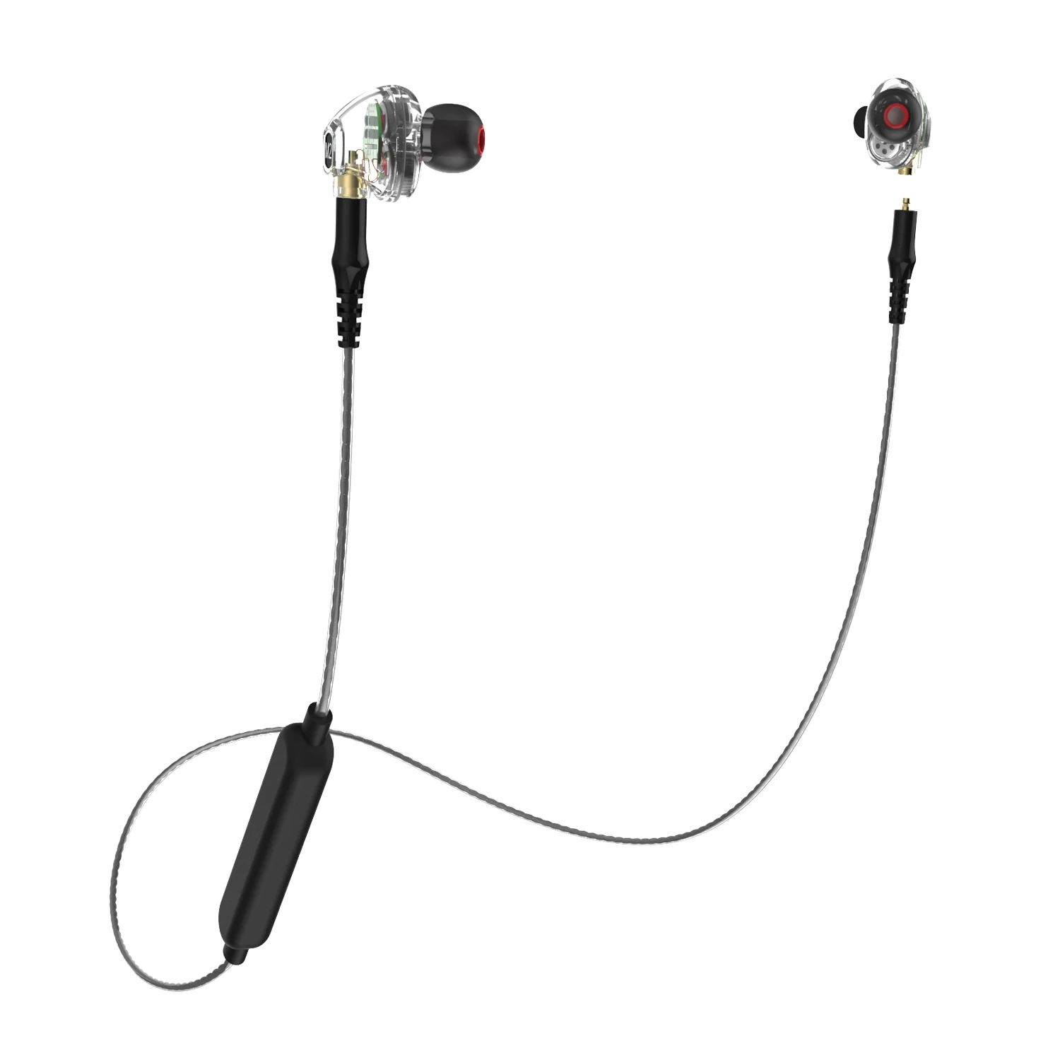 IG-M2 двойной Динамический драйвер HiFi Наушники 2-в-1 Беспроводной Bluetooth наушники+ проводные наушники с микрофоном 2 съемных кабелей ЕА - Цвет: Transparent