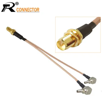 

10PCS RP-SMA/SMA Female to 2xCRC9 Right Angle Male Plug Y type RG316 Pigtail Cable 15CM for HUAWEI/ZTE 3G/4G modem antenna