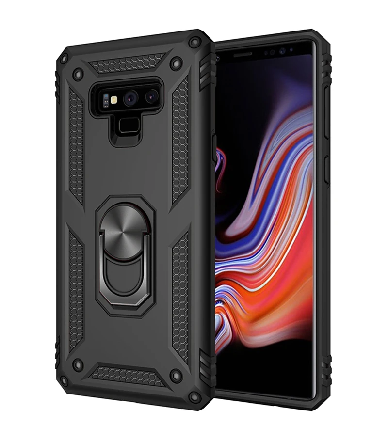 

TPU + PC Shockproof Armor Cell Phone Case for Samsung Galaxy Note 9 8 10 Pro Note10 Note8 Note9 Finger Ring Holder Back Cover